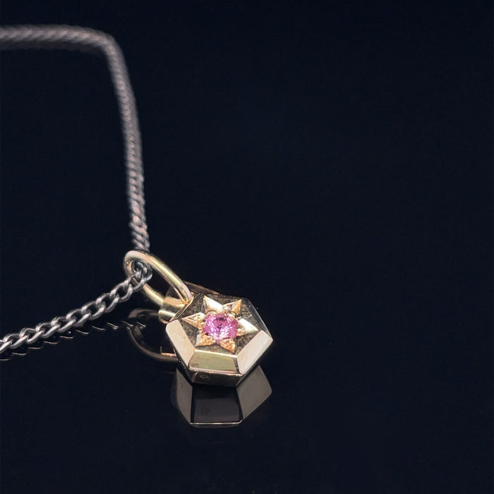 Pink Sapphire Set in 9ct Gold Pendant
