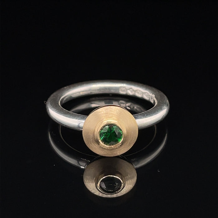 18ct Gold and Silver Ring with Tsavorite