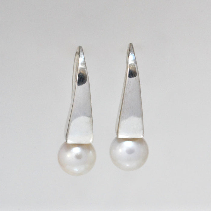 White Pearl Earrings - Straight