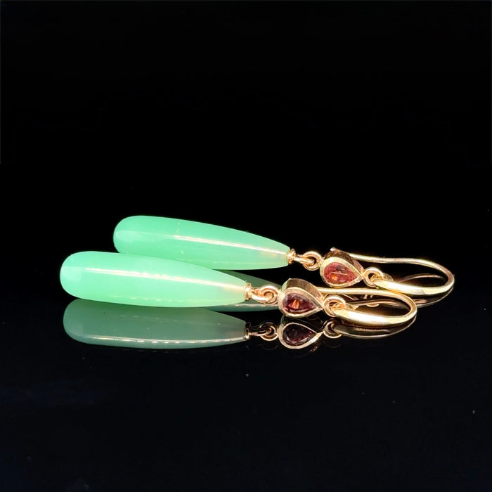 Pink Tourmaline and Chrysoprase Drops