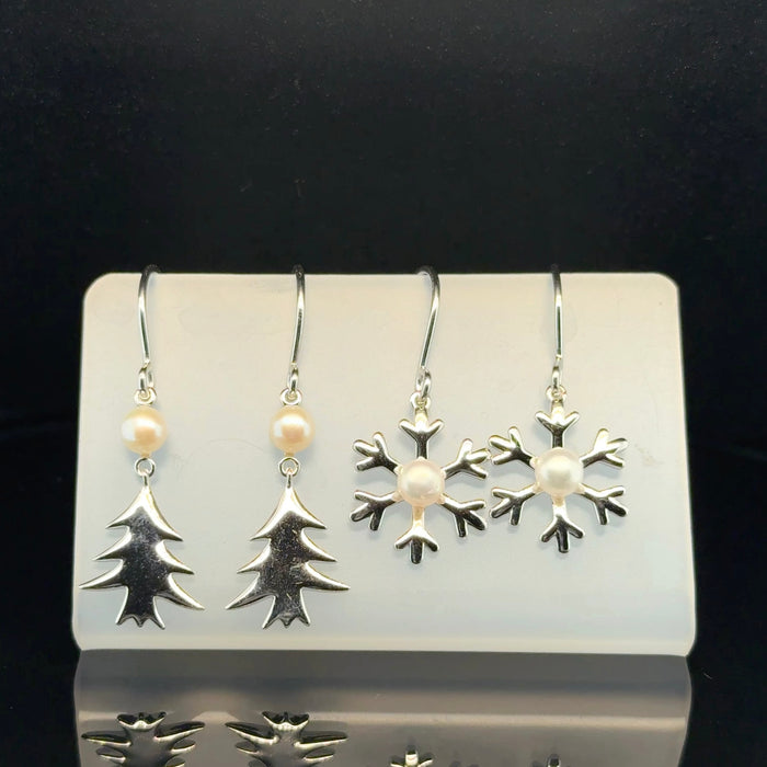 Silver Christmas Earrings