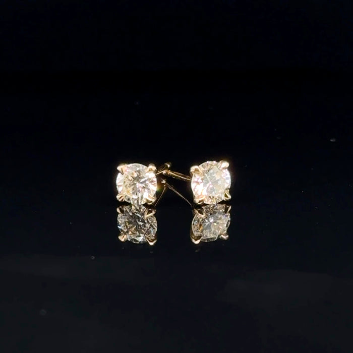 18ct Yellow Gold Diamond Claw Studs