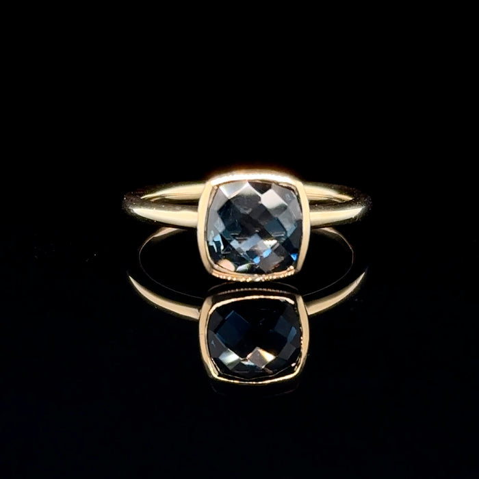 Yellow Gold Blue Topaz Ring