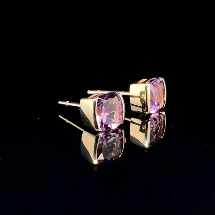 Gold Amethyst Stud Earrings