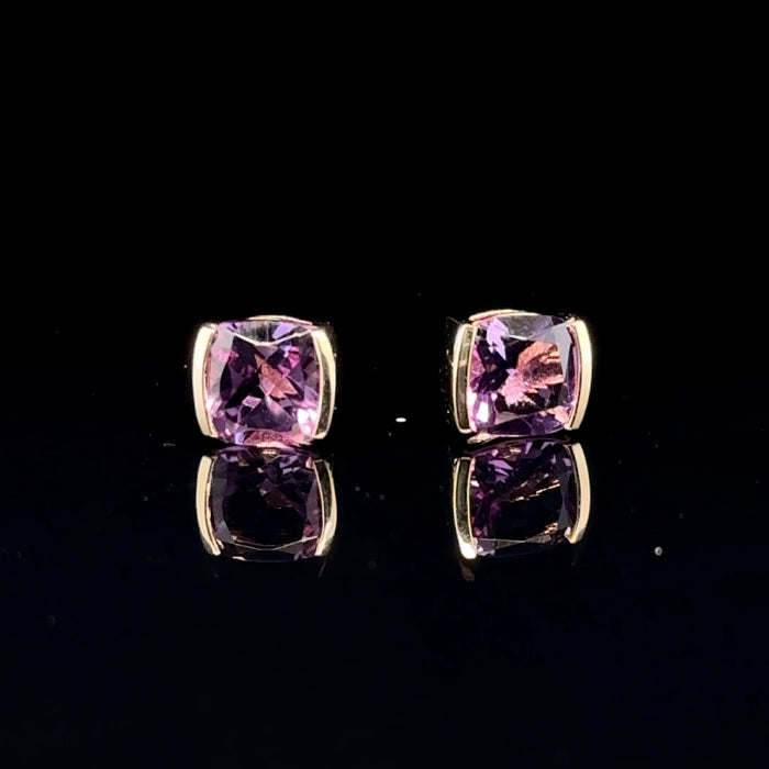 Gold Amethyst Stud Earrings