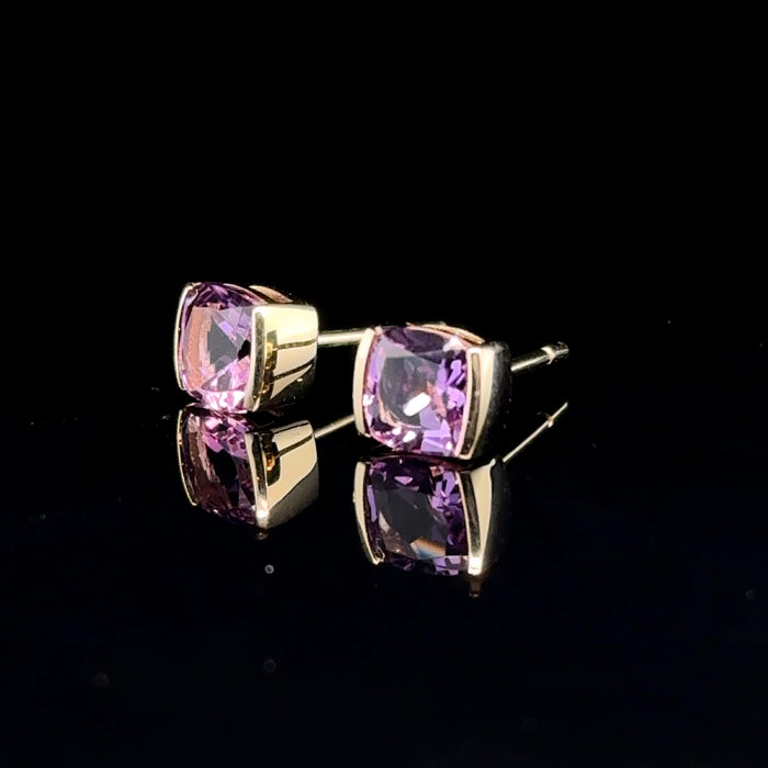 Gold Amethyst Stud Earrings