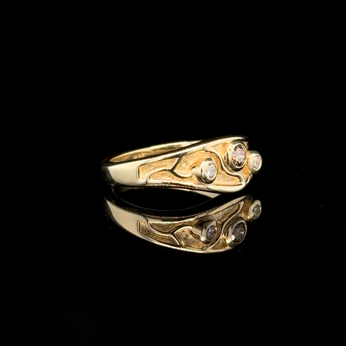 Three Diamond Gold Ring