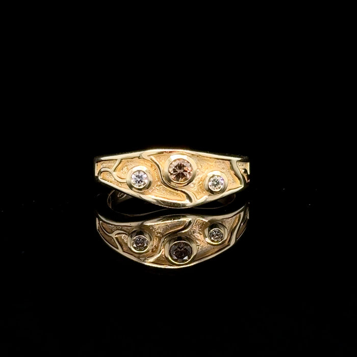 Three Diamond Gold Ring