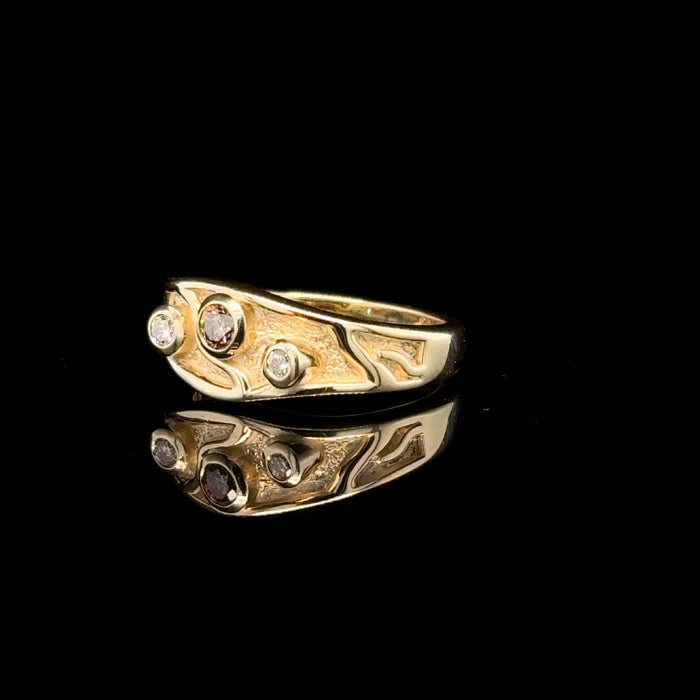 Three Diamond Gold Ring