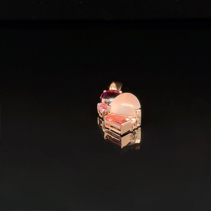 Pink Gemstone Cluster Pendant in Rose Gold