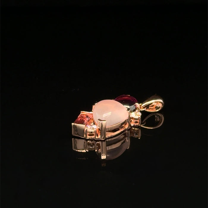 Pink Gemstone Cluster Pendant in Rose Gold