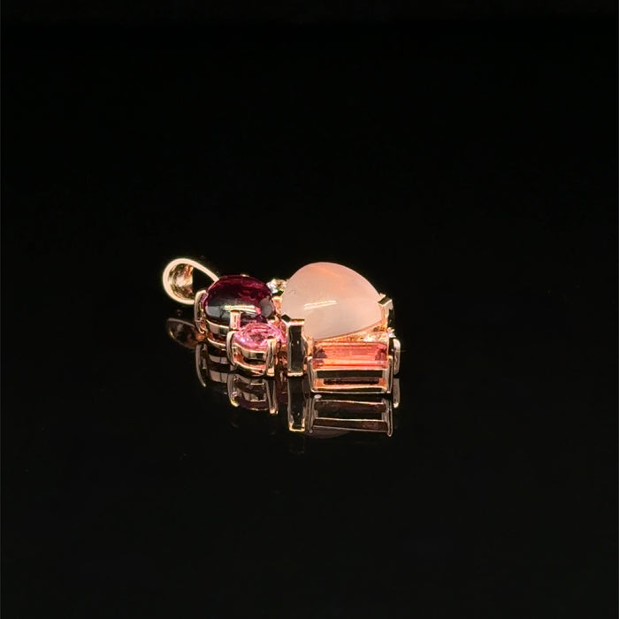 Pink Gemstone Cluster Pendant in Rose Gold