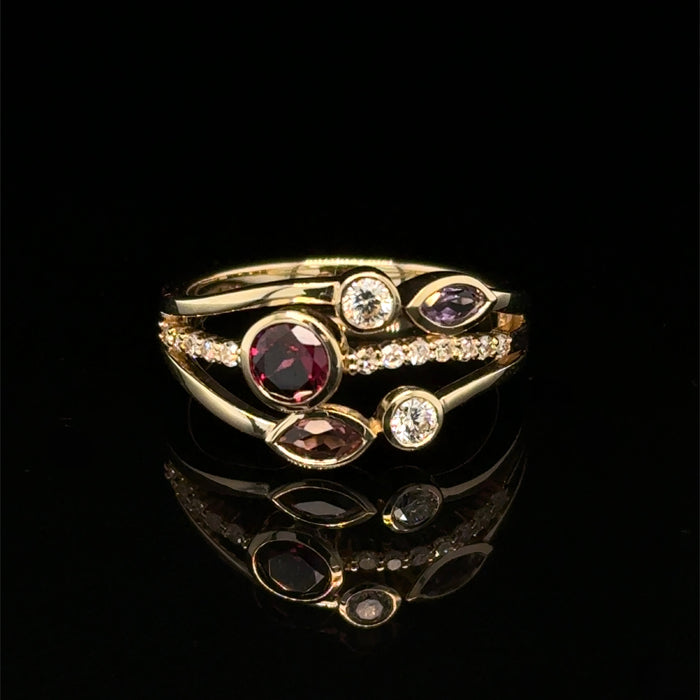 Rhodolite Garnet Ring in Gold