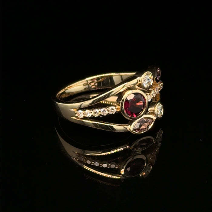 Rhodolite Garnet Ring in Gold