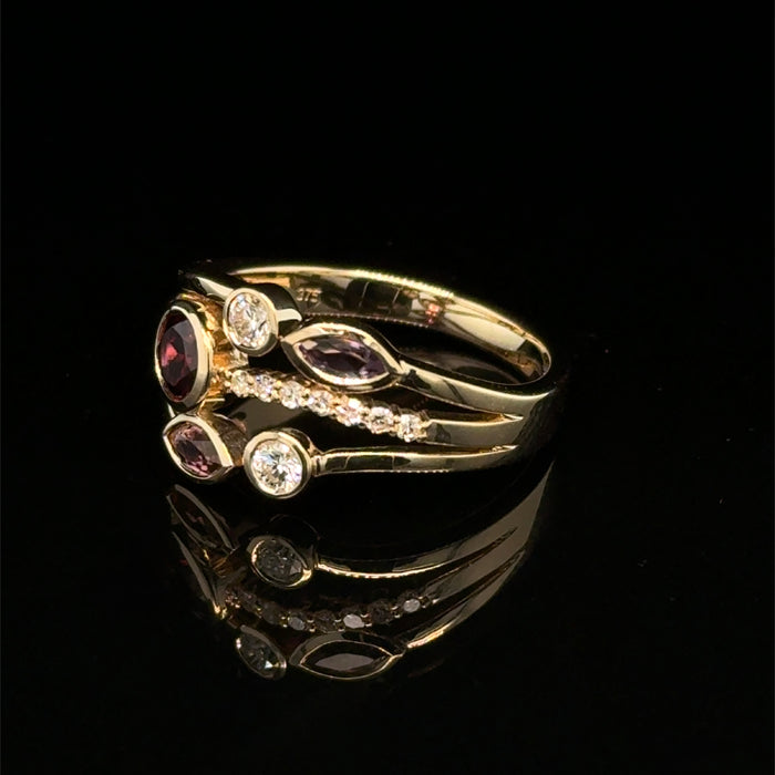 Rhodolite Garnet Ring in Gold