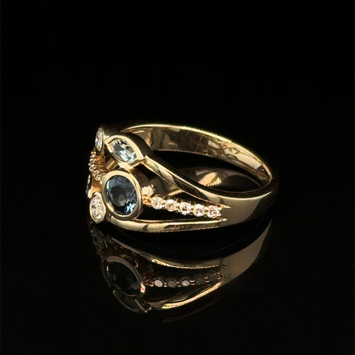 Blue Topaz and Diamond Ring in Gold