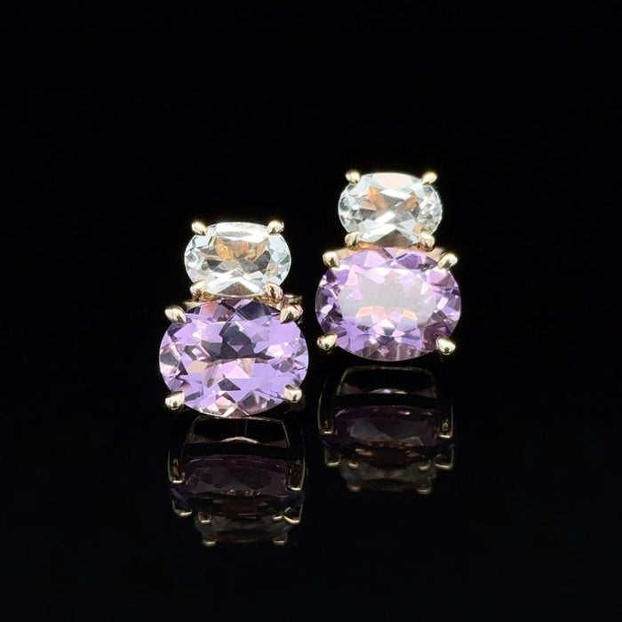 Gold and Amethyst Stud Earrings