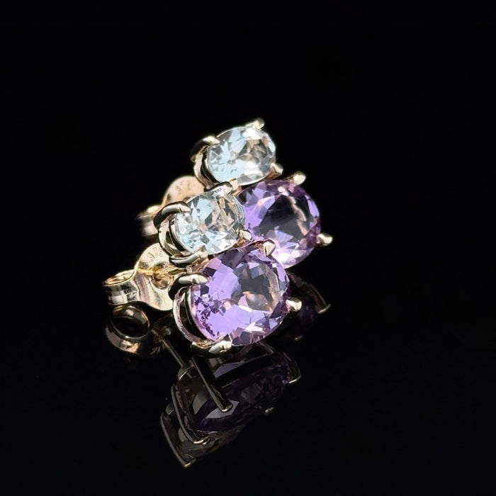 Gold and Amethyst Stud Earrings