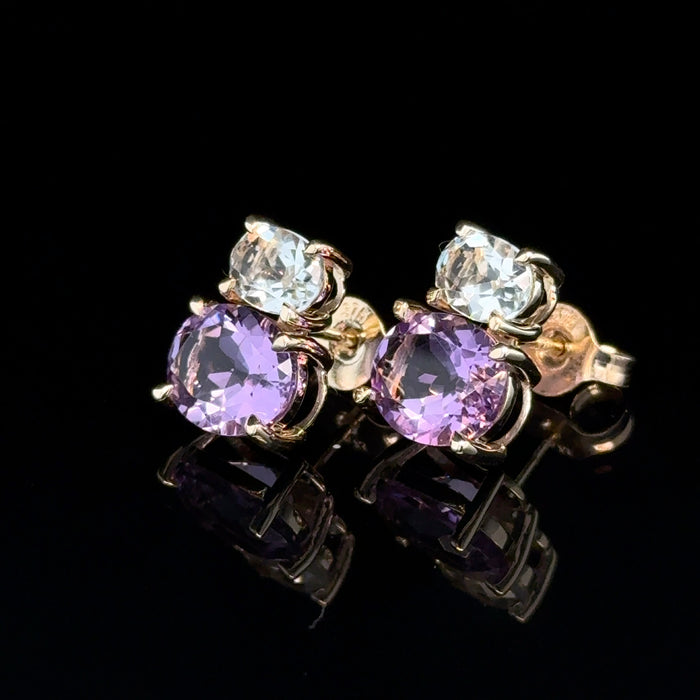 Gold and Amethyst Stud Earrings