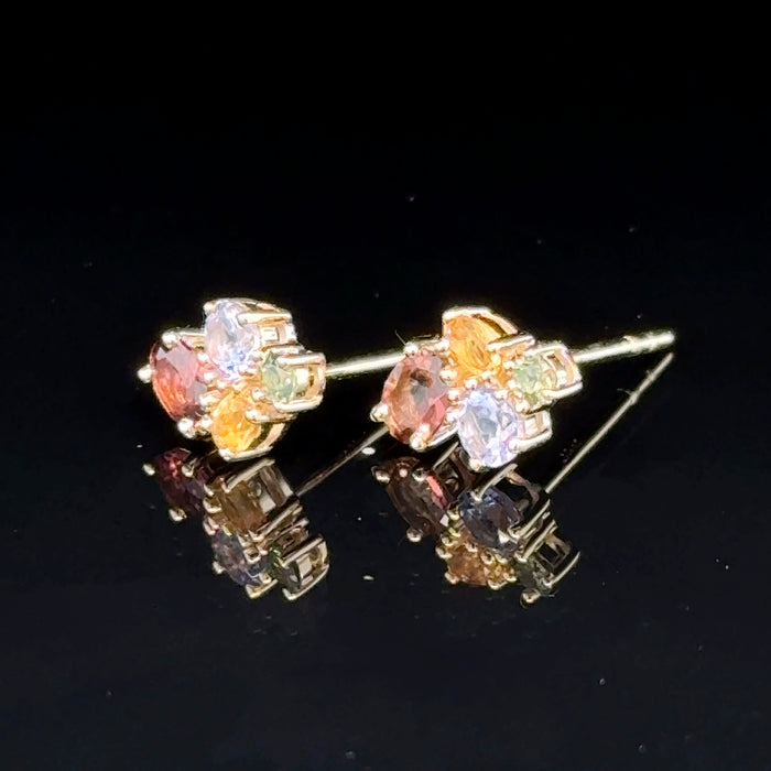 Gold Rainbow Cluster Earrings