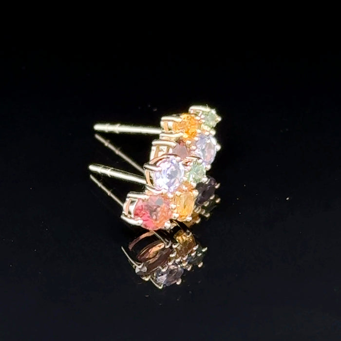 Gold Rainbow Cluster Earrings