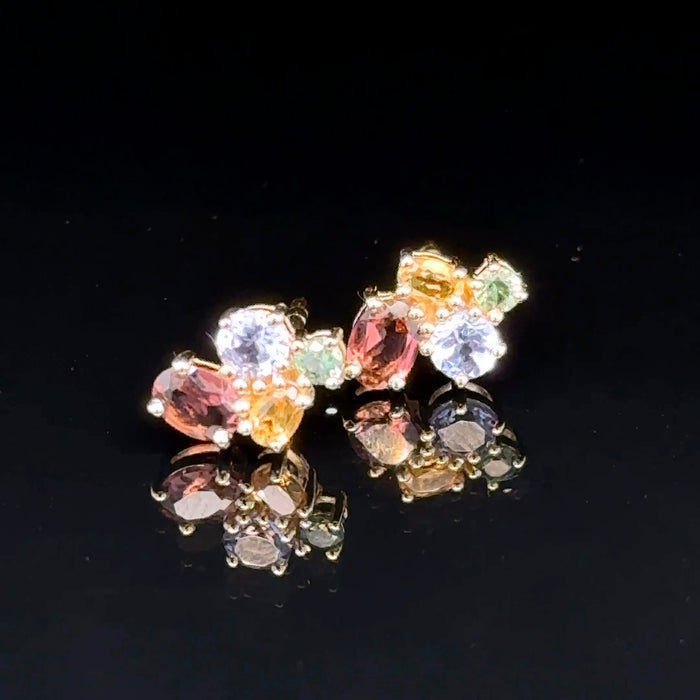 Gold Rainbow Cluster Earrings