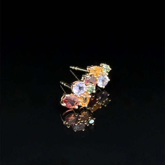Gold Rainbow Cluster Earrings