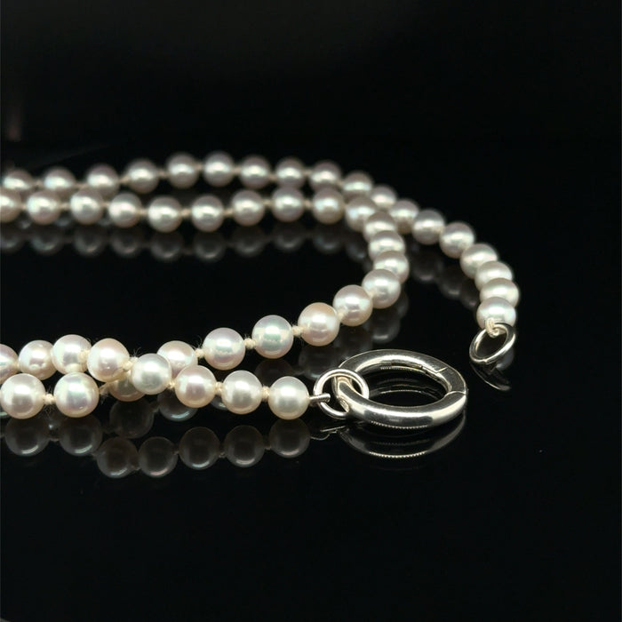 Pearl Necklace with Round Silver Clasp