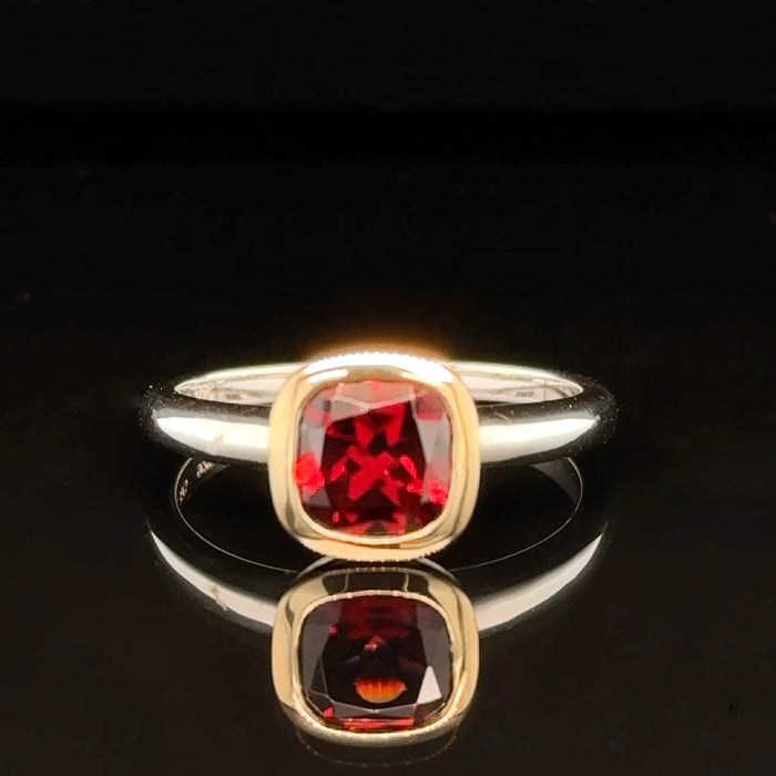 Gold and Silver Garnet Ring