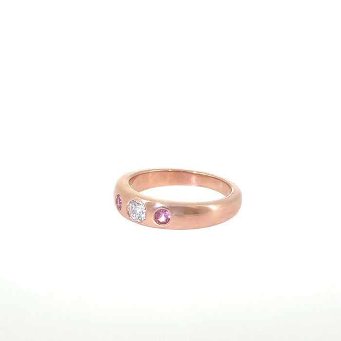 Diamond and Pink Sapphire in 9ct Gold Ring