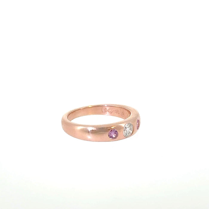 Diamond and Pink Sapphire in 9ct Gold Ring