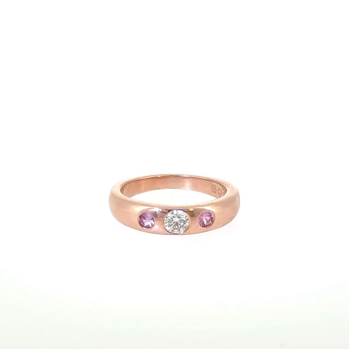 Diamond and Pink Sapphire in 9ct Gold Ring