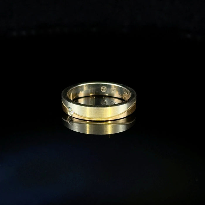 Two Tone 9ct Gold Ring with Diamond