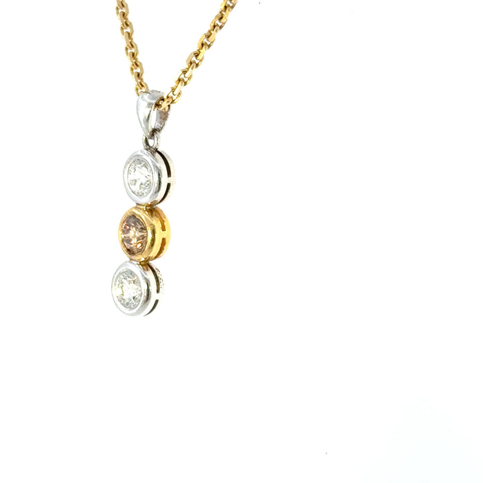 Two Tone 18ct Gold Diamond Pendant
