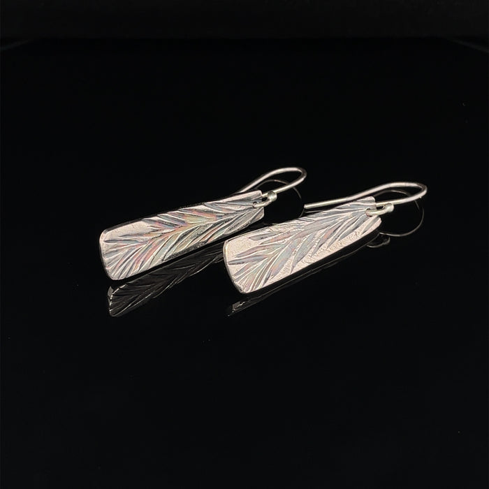 Silver Leaf Print Earrings