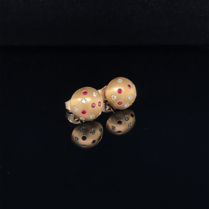 18ct Gold Earrings with Diamonds and Rubies