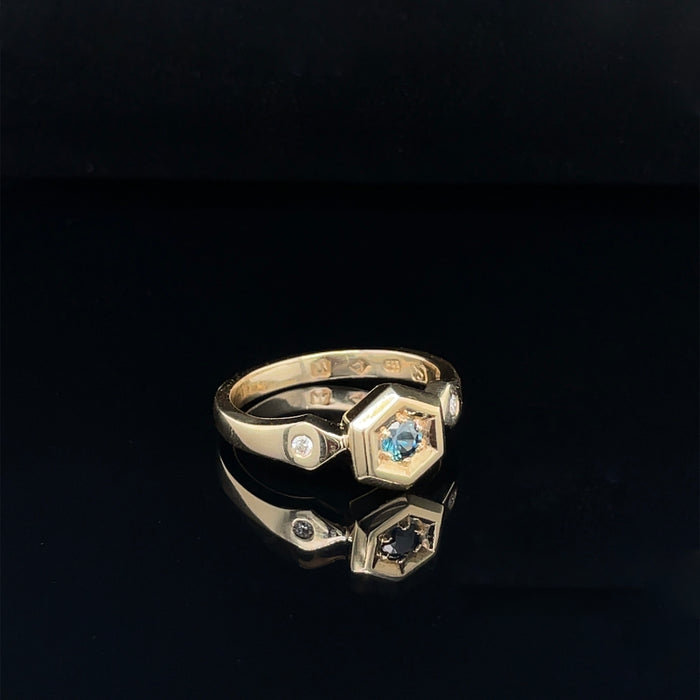 Australian Sapphire and Diamond set in 9ct Gold Ring
