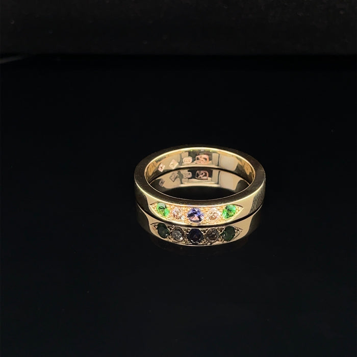 Multicoloured Gemstone set in Gold Ring