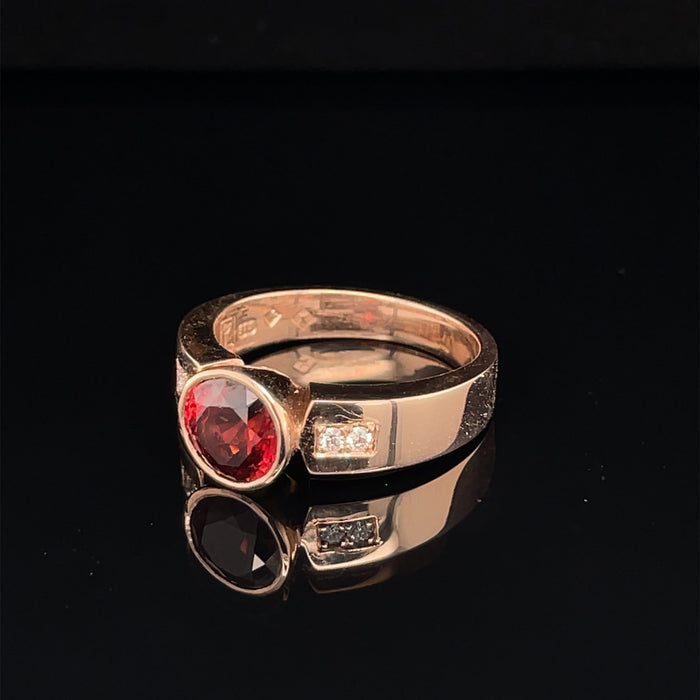 Rose Gold Garnet ring with diamonds