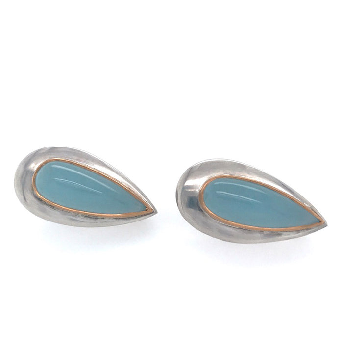 22ct Gold, Silver and Aquamarine Earrings