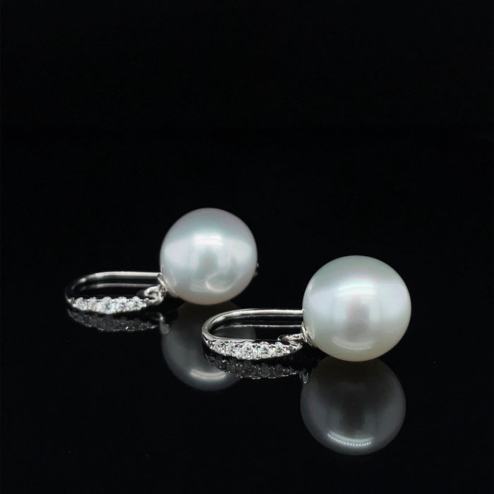 Pearl Earrings with Diamonds and 18ct Gold