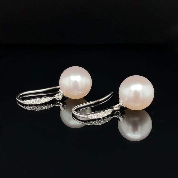 Pearl Earrings with Diamonds and 9ct Gold
