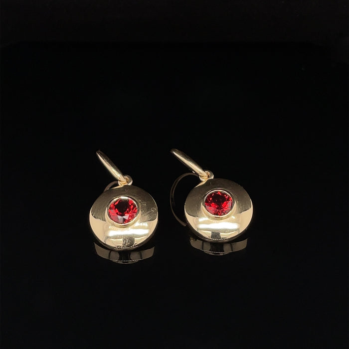 9ct Gold Shield Earring with Garnet