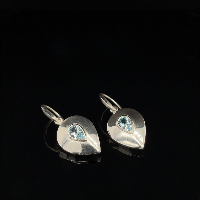 Silver Drop Shield Earring with Topaz