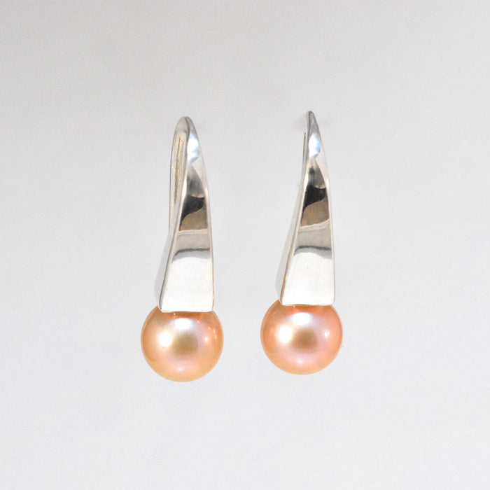Peach Pearl Earrings - Straight