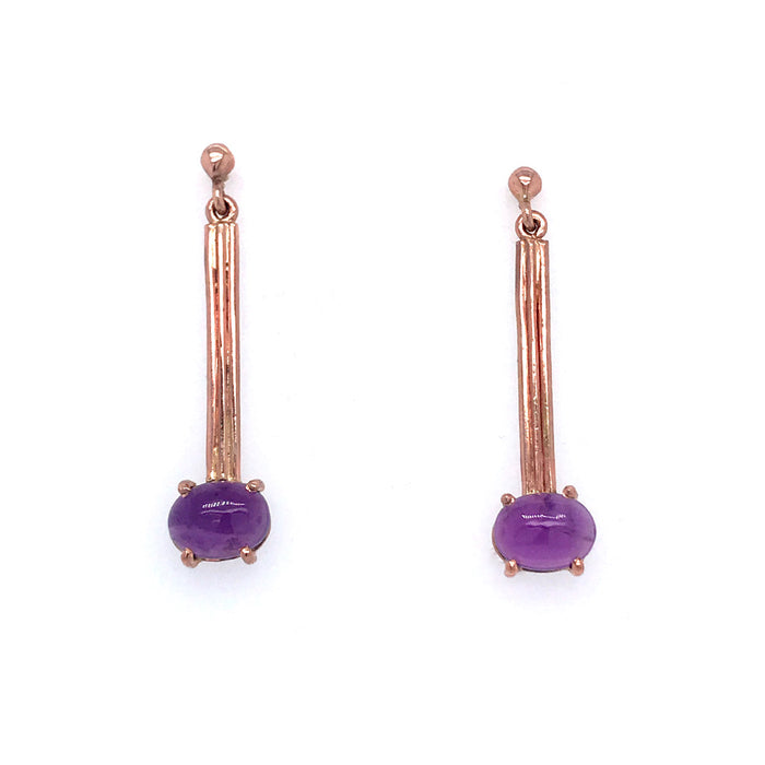 9ct Rose Gold and Amethyst Earrings