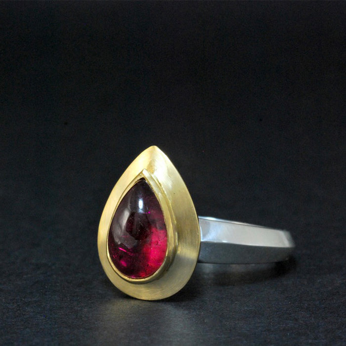 18ct Gold and Silver Ring with Tourmaline