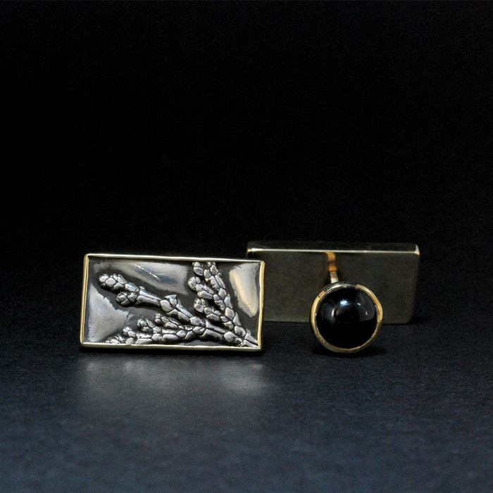 9ct Gold and Silver Cufflinks with Onyx
