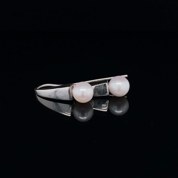 White Pearl Earrings - Straight